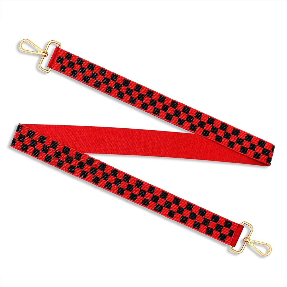 PHALIN Game Day Beaded Purse Strap Crossbody Bag Strap Red Black Blue Plaid Straps for Stadium Ap... | Amazon (US)