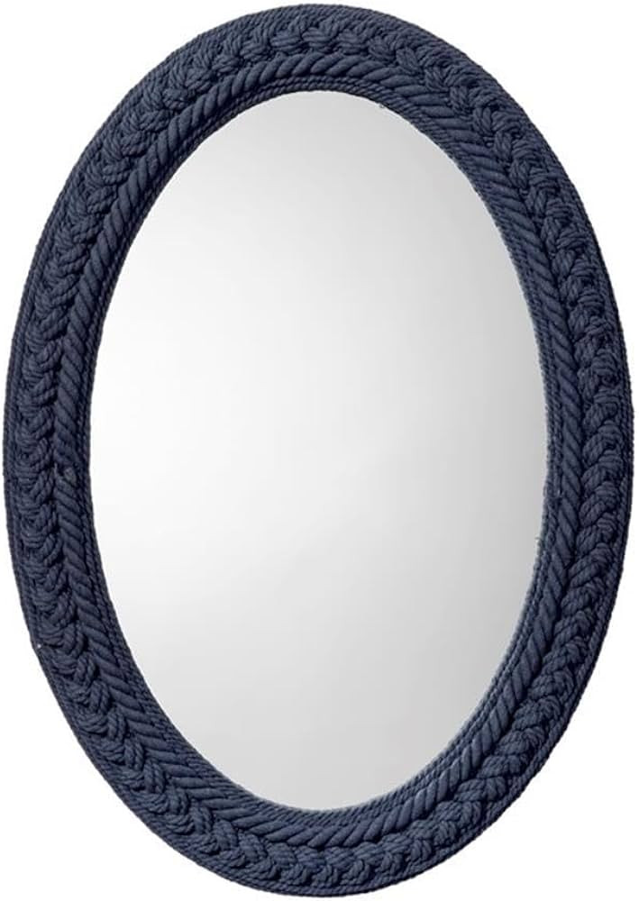 MAKLAINE Oval Wall Mirror, Hand-Wrapped Cotton Rope Frame, Indigo Blue Braided Design, 34"x22" Mi... | Amazon (US)