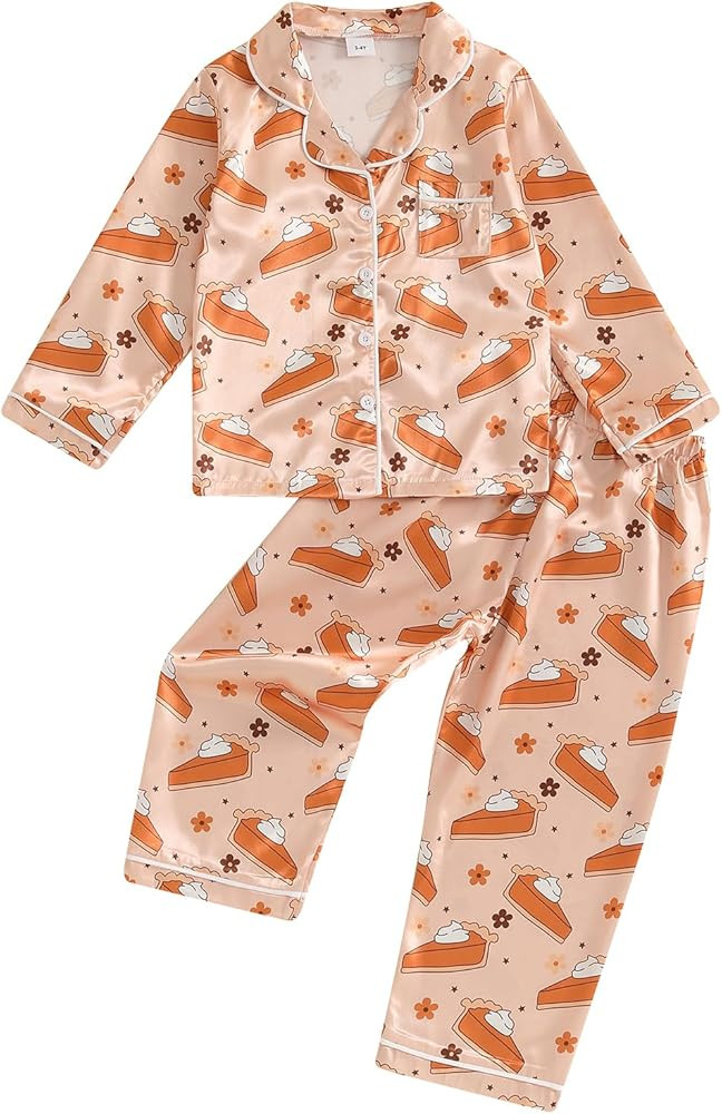 Toddler Baby Girl Boy Christmas Silk Satin Pajamas Santa Button Pjs Kids Long Sleeve Shirt Pants ... | Amazon (US)