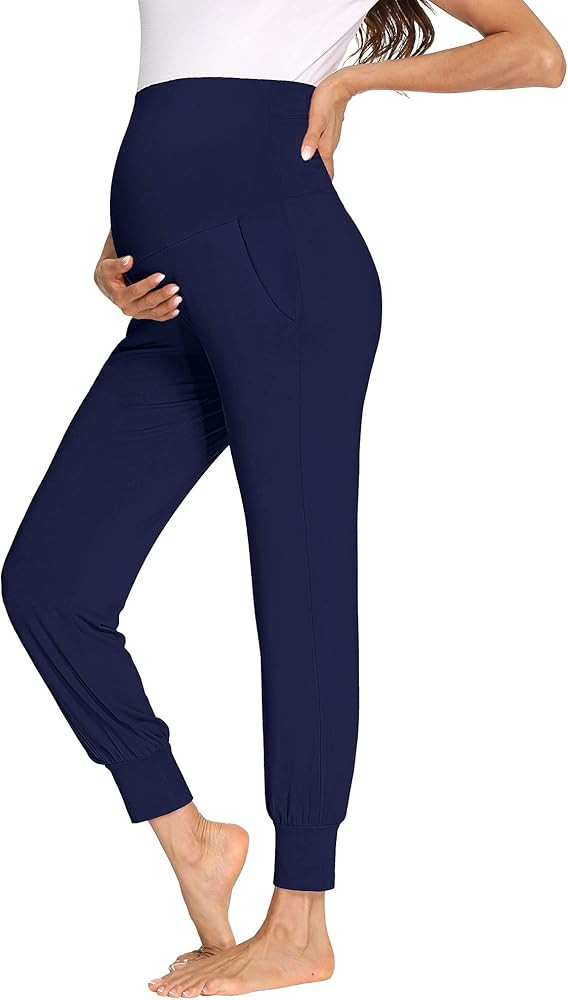 fitglam Women's Maternity Pants Over Belly Lounge Pajamas Clothes Pregnancy Must Haves Joggers wi... | Amazon (US)