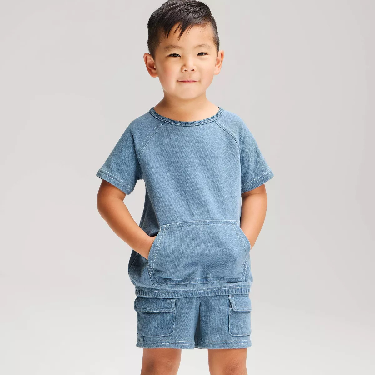 Toddler Boys' French Terry Denim Set - Cat & Jack™ Light Blue 4T | Target