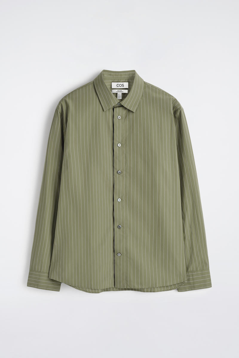 Relaxed Pima Cotton Poplin Shirt in Green | COS (US)