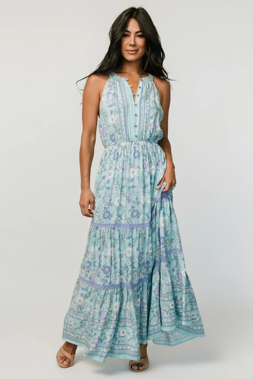 Meline Button Front Maxi - Light Blue Multi | Baltic Born | Baltic Born