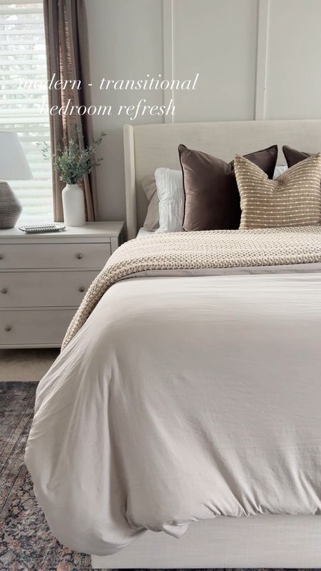 Modern transitional bedroom refresh! Tilly bed from @jossandmain in Zuma White. 

Modern bedding, upholstered bed, modern bedroom, modern bed, Tilly bed,
Zuma white, bedroom, nightstands, Loloi rug, bedroom rug, cloud pile rug, neutral bedding 

#LTKVideo #LTKstyletip #LTKhome