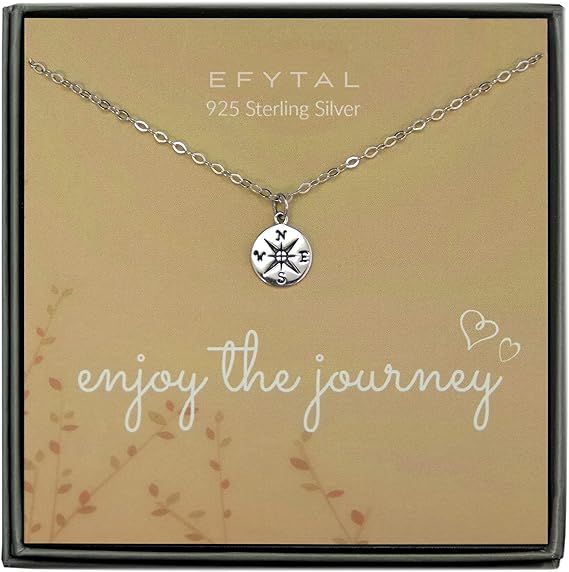 EFYTAL Graduation Gifts for Her 2022, Sterling Silver Compass Necklace, High School or College Gr... | Amazon (US)