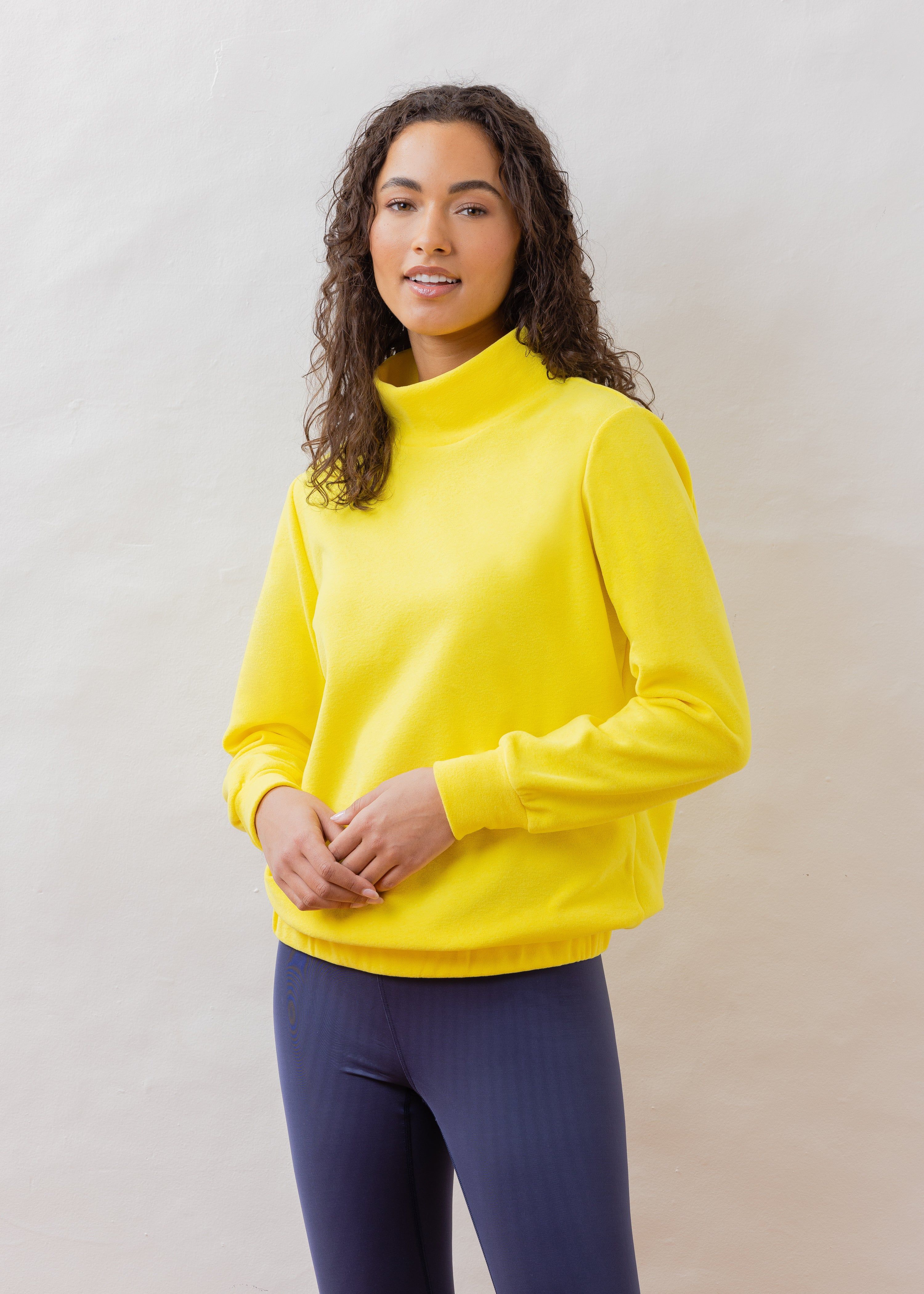 Baldwin Turtleneck in Terry Fleece (Sunshine) | Dudley Stephens