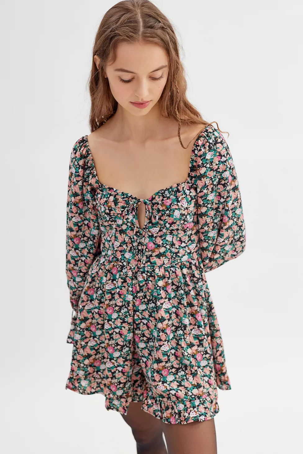 Kiss The Sky Floral Long Sleeve Romper | Urban Outfitters (US and RoW)