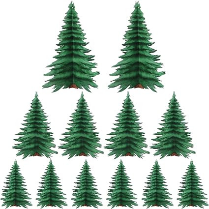 Ctosree 12 Pcs Summer Camping Tree Centerpieces 3D Pine Tree Decor 3 Size for Camping Jointed Cut... | Amazon (US)