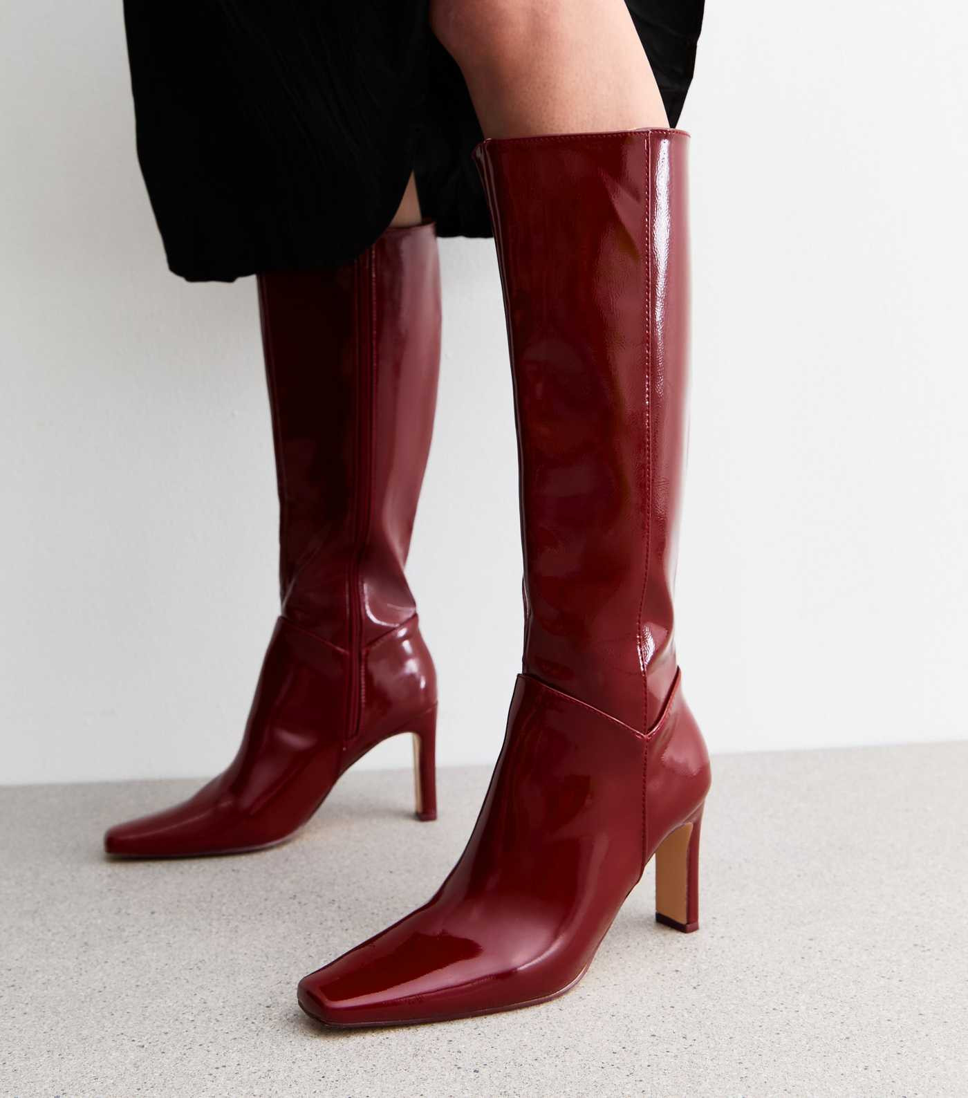Public Desire Burgundy Faux Leather Boots
						
						Add to Saved Items
						Remove from Saved... | New Look (UK)