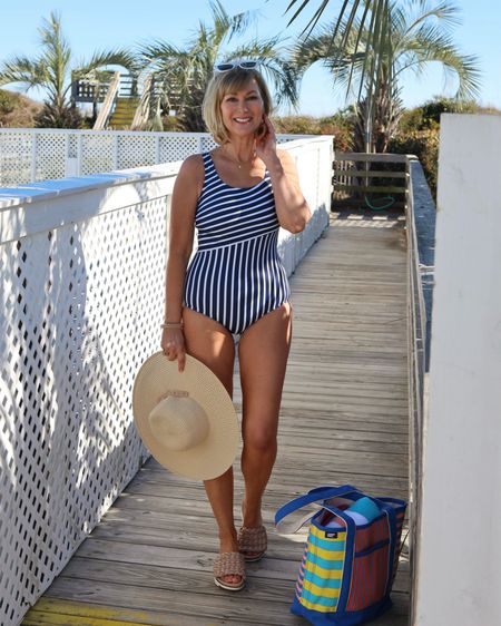 Women’s tugless sporty one piece!m is 50% off! Comes in regular, petite, long and plus sizes. I’m wearing the 4 regular and I’m 5’3” and 115lbs. 

#LTKSwim #LTKSaleAlert #LTKOver40