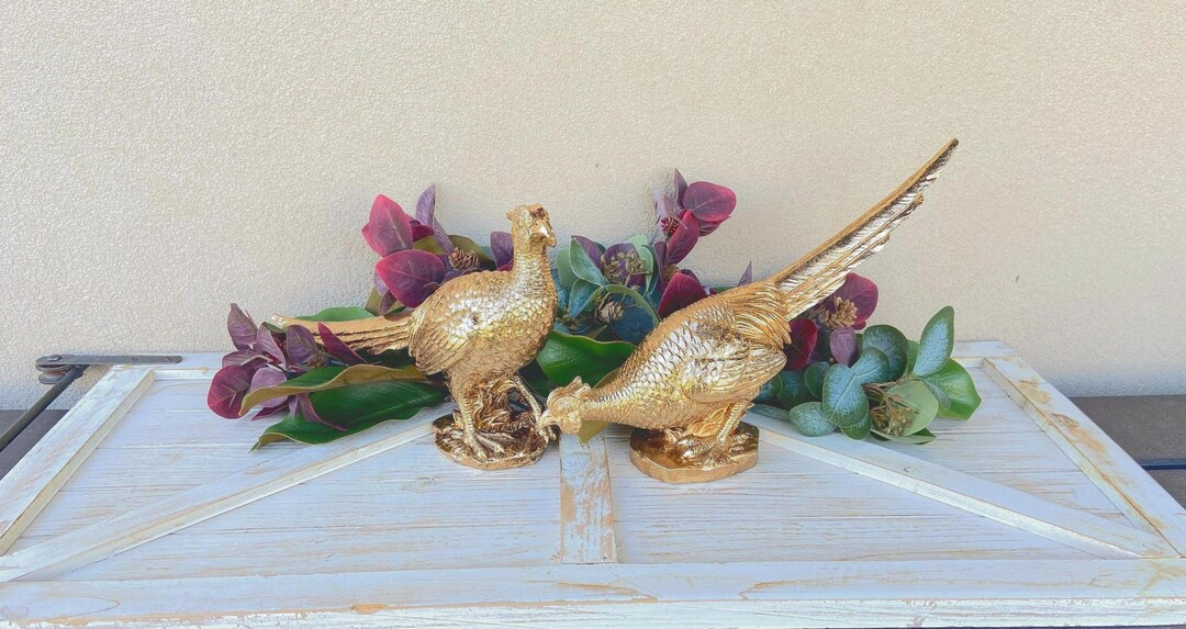 Gold Pheasant Decoration, Fall Table Decor, Thanksgiving Table Centerpiece, Fall Mantel Decor, Fa... | Etsy (US)