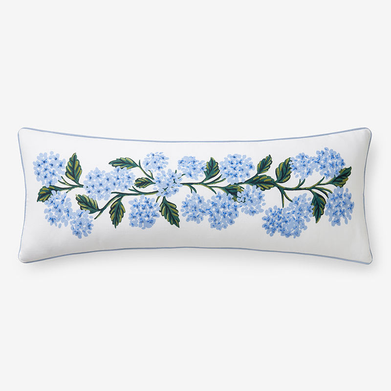 Hydrangea Decorative Lumbar Pillow Cover - Blue Multi | The Company Store