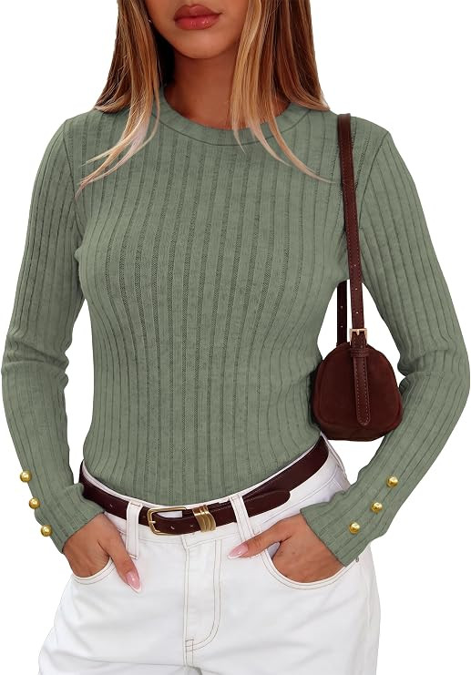 RUMIA Crewneck Pullover Sweaters for Women Long Sleeve Fall Sweater Tops | Amazon (US)