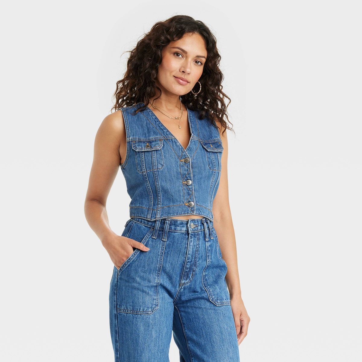 Women's Denim Vest - Universal Thread™ Blue Denim S | Target