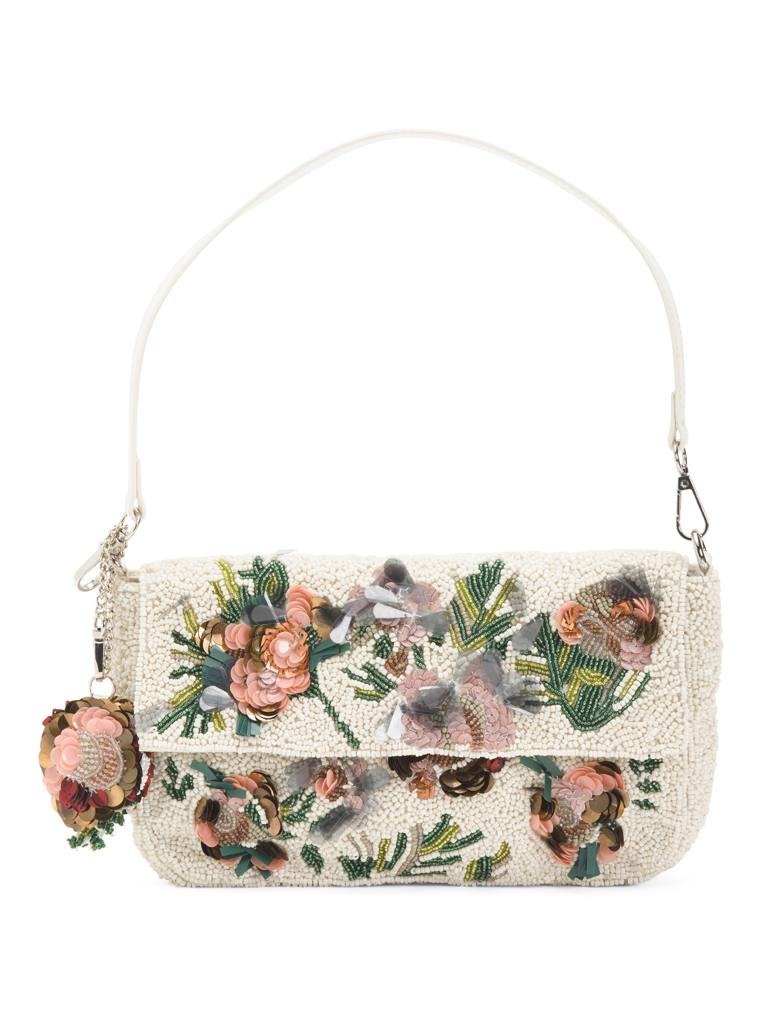 Beaded Multi Flower Cluster Shoulder Bag | TJ Maxx