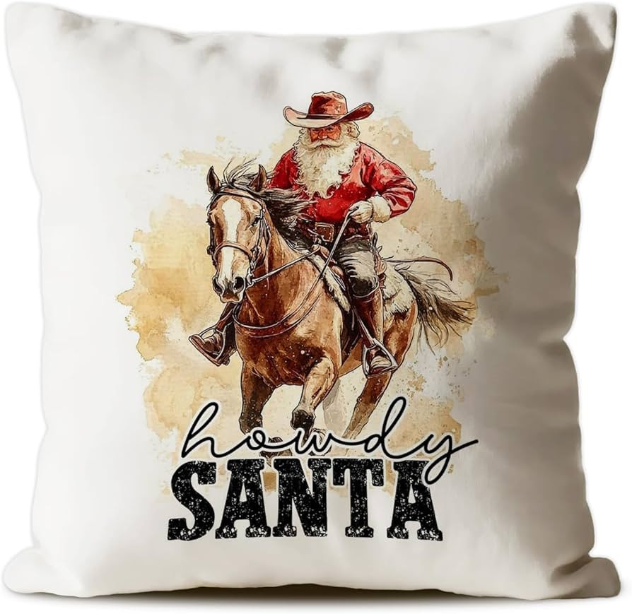 Western Christmas Santa Pillow Covers 18x18, Cowboy Christmas Decorations, Vintage Western Xmas S... | Amazon (US)