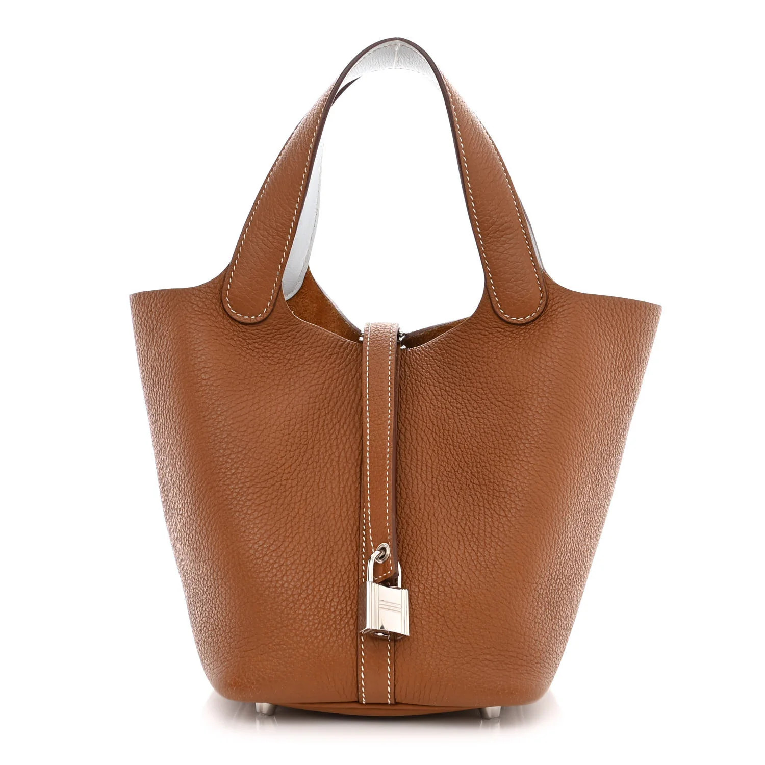 Taurillon Clemence Swift Eclat Picotin Lock 18 PM Gold Bleu Brume | FASHIONPHILE (US)