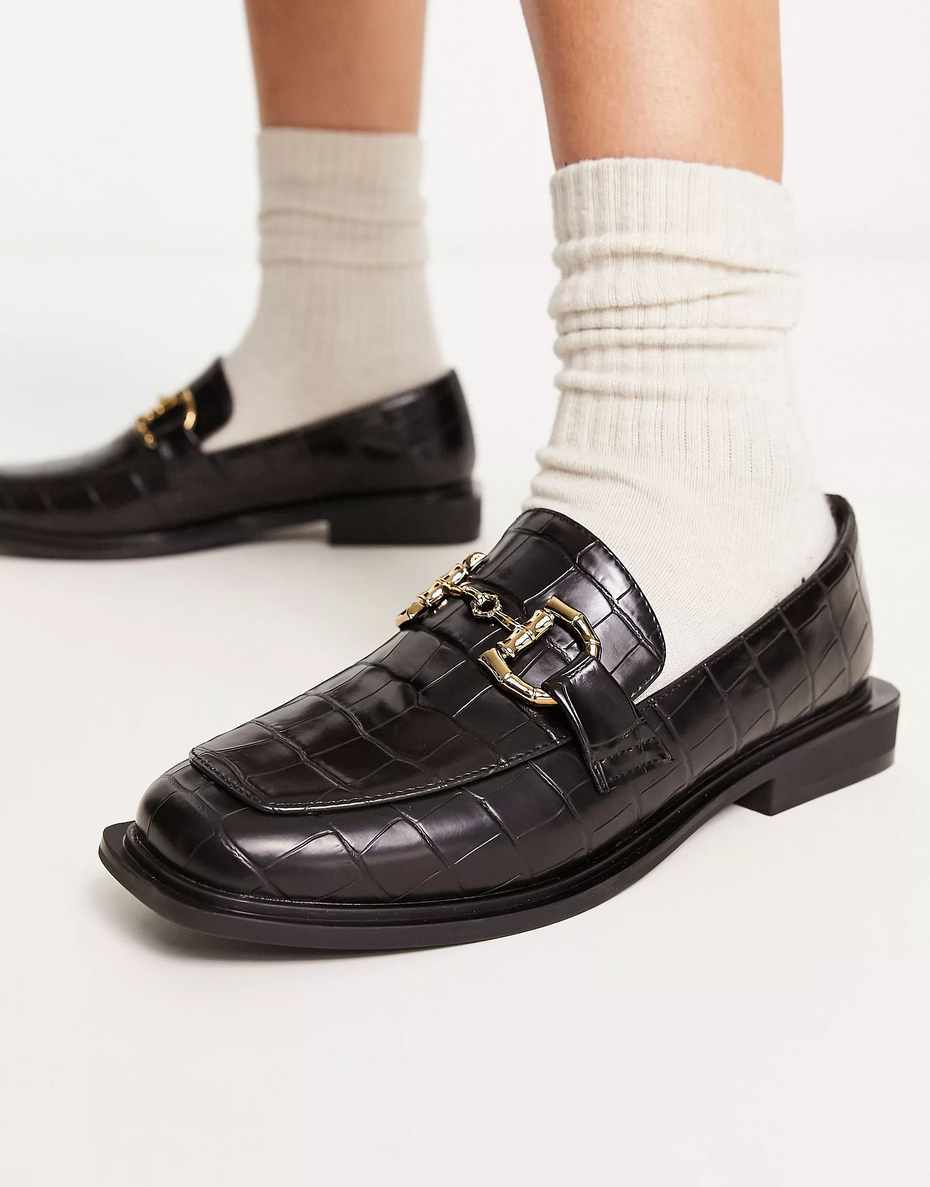 Glamorous horsebit loafers in black croc | ASOS (Global)