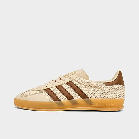 adidas Women's Originals Gazelle Indoor Knit Casual Shoes in Sand Strata/Preloved Brown/Gum Size: 7.0 | Finish Line (US)