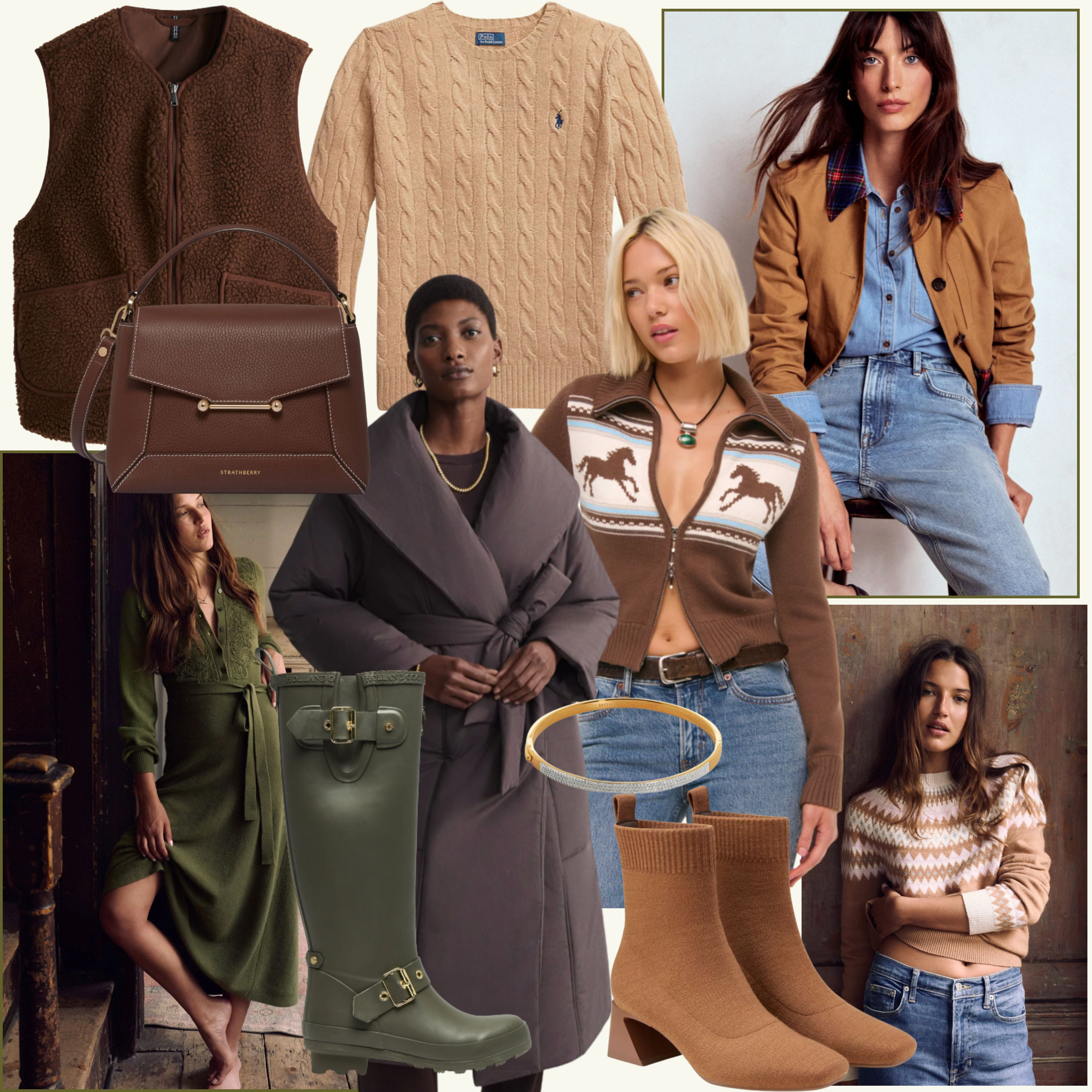 My Autumn wardrobe favourites 🫶🏻 Cosy knitwear from Ralph Lauren, Abercrombie Autumn knitwear and luxury accessories from Holland Cooper & Strathberry 🤎 Autumn capsule wardrobe, feminine and country style. 

 #LTKautumn #LTKeurope #LTKjeans