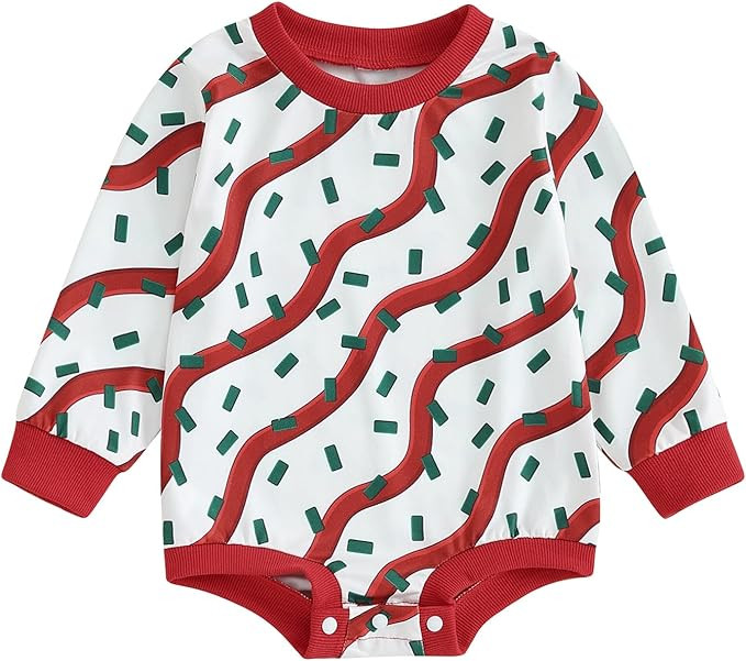 Baby Girl Boy Christmas Clothes Letter Print Sweatshirt Romper Infant Long Sleeve Bubble Romper W... | Amazon (US)