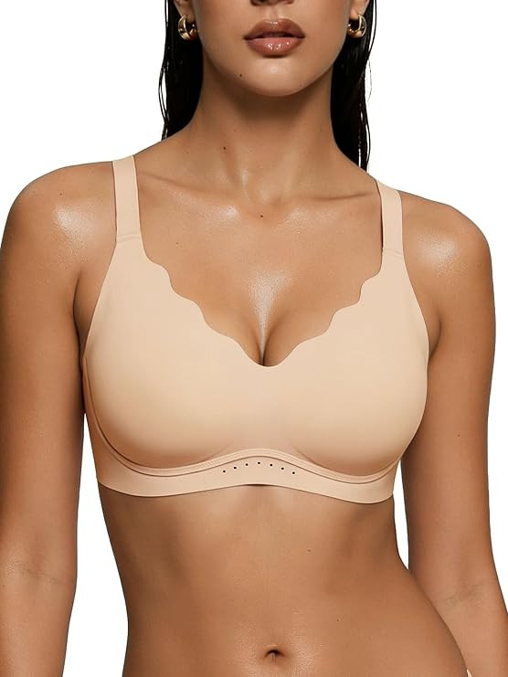 As Fairy Wireless Bras for Women Jelly Push Up Scalloped T-Shirt Bra | full coverage,seamless,sof... | Amazon (US)