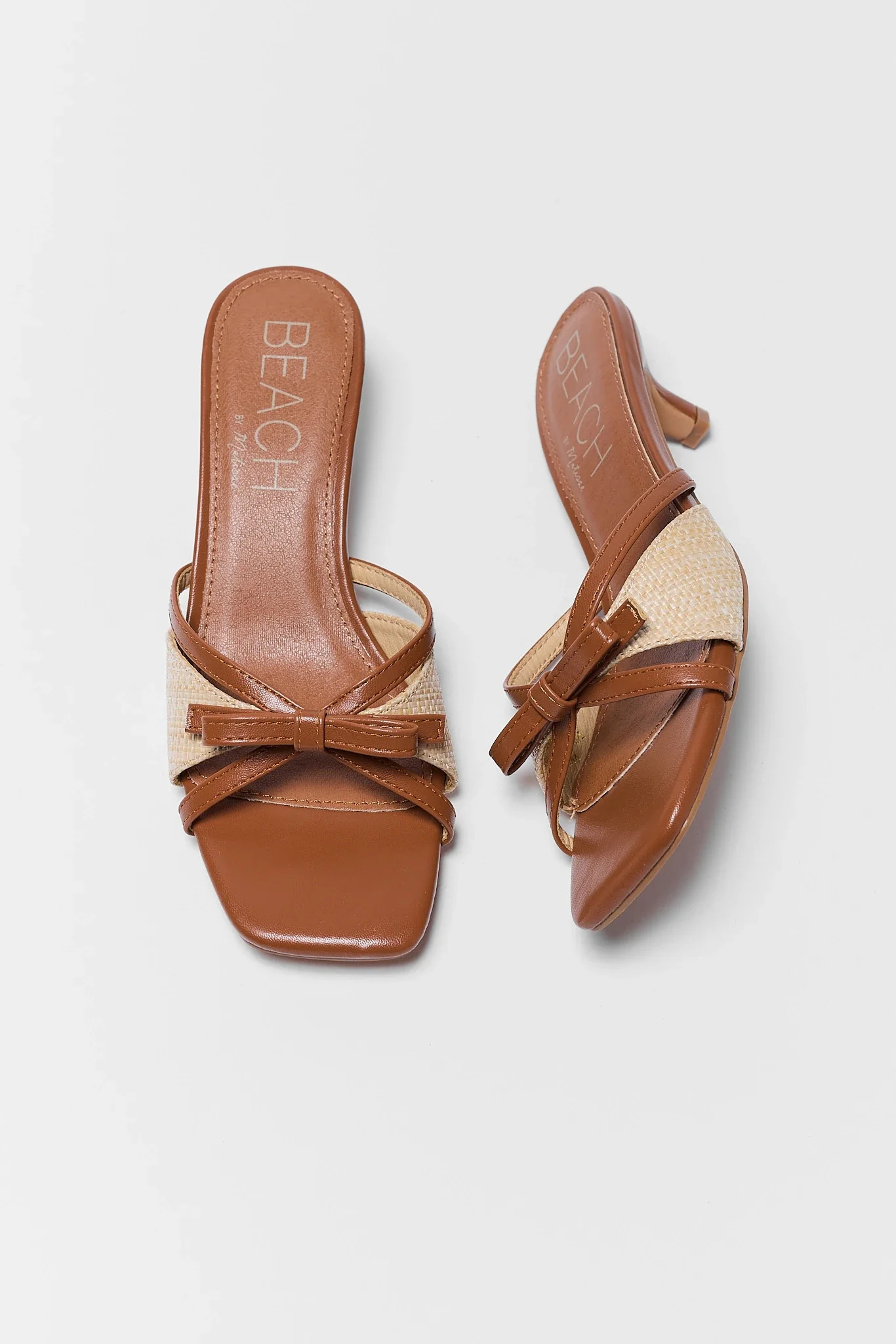 Portia Brown Raffia Kitten Heels | Avara