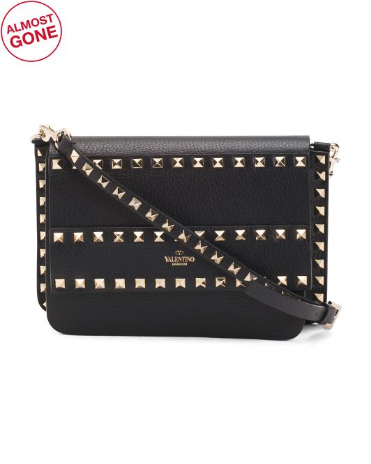 Made In Italy Leather Studded Clutch Crossbody | TJ Maxx
