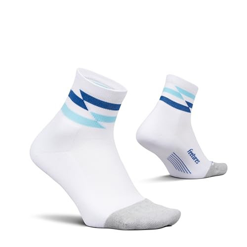 Feetures Elite Light Cushion Quarter Solid - Sport Sock with Targeted Compression - White Track, Large (1 Pair) | Amazon (US)