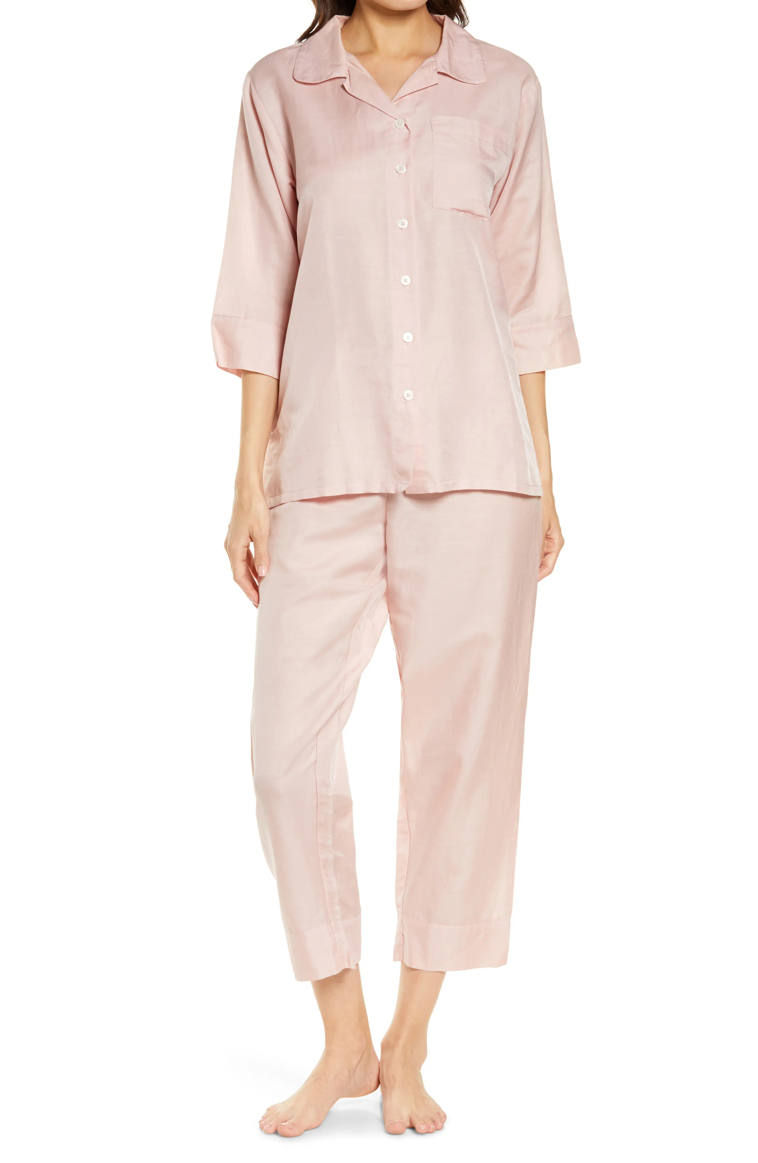 Papinelle Classic Cotton & Silk Pajamas, Size X-Large in Pink at Nordstrom | Nordstrom