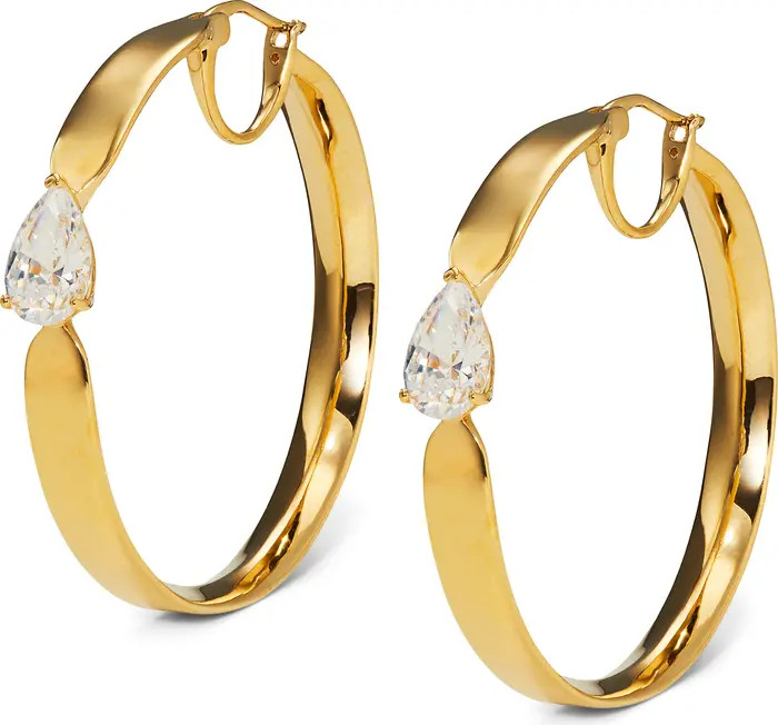 Nadri Farrah Cubic Zirconia Detail Hoop Earrings | Nordstrom | Nordstrom