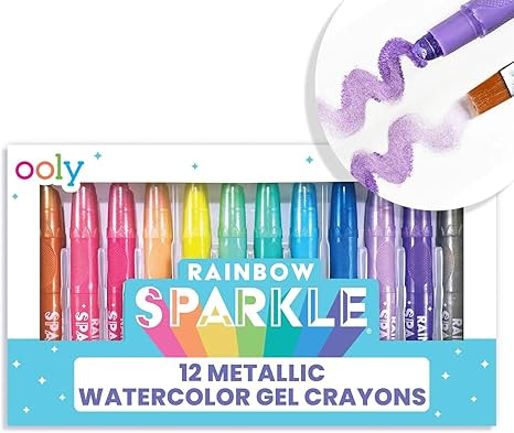 Ooly Rainbow Sparkle Metallic Watercolor Gel Crayons, Set of 12, Glitter Gel Markers for Kids and... | Amazon (US)