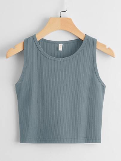 Solid Ribbed Tank Top | ROMWE
