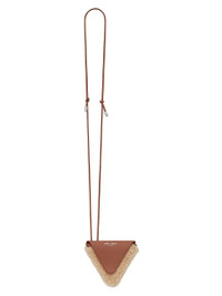 Click for more info about Men's Triangle Coin Purse Necklace in Smooth Leather and Shearling - Brick Natural Beige