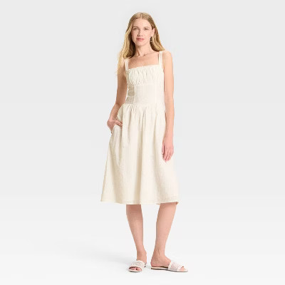 Women's Milkmaid Midi A-Line Dress - Wild Fable™ White S | Target
