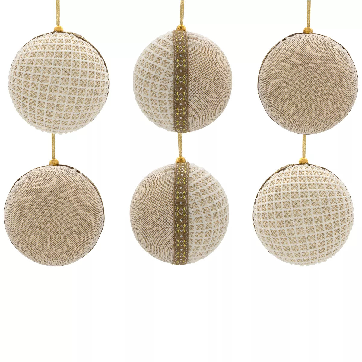Northlight Mesh and Ribbon Christmas Ball Ornament - 4" - Gold - Set of 6 | Target