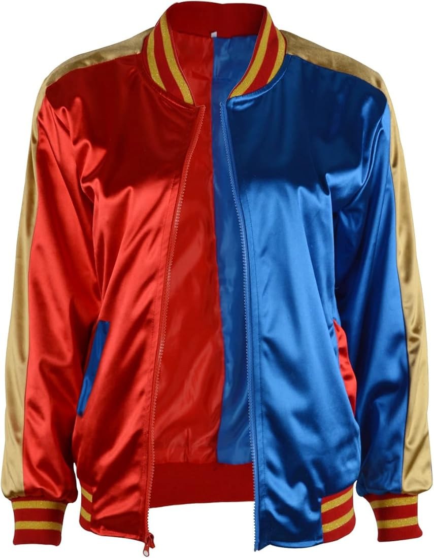 Contrasting Colors Jacket Girls Halloween Costumes Womens Red and Blue Coat | Amazon (US)