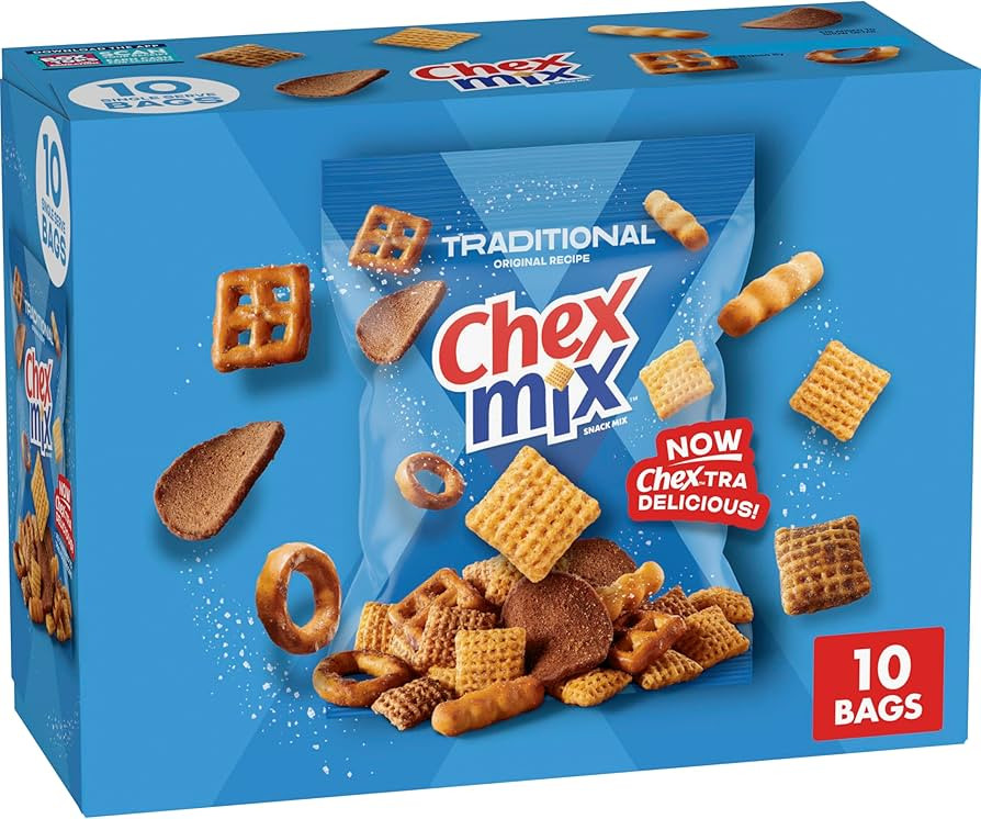 Chex Mix Snack Mix, Traditional Original Recipe, Multipack, Pub Mix Snack Bags, 10 Ct, 17.5 oz | Amazon (US)