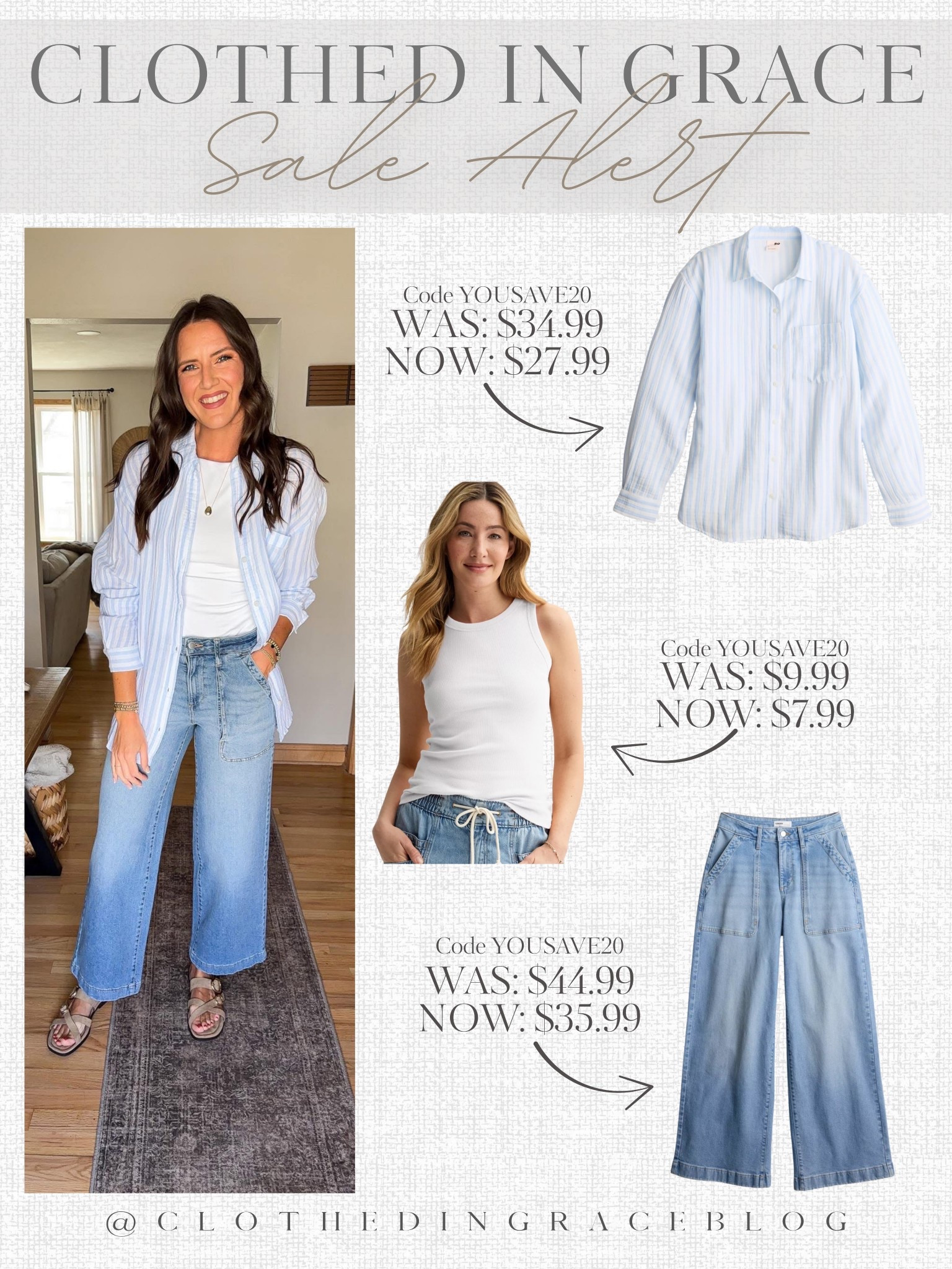 Sale alert 

Button up (medium but should have done a small) 
Jeans (size 2 but reordered a 4) 
Linking similar tank to mine 