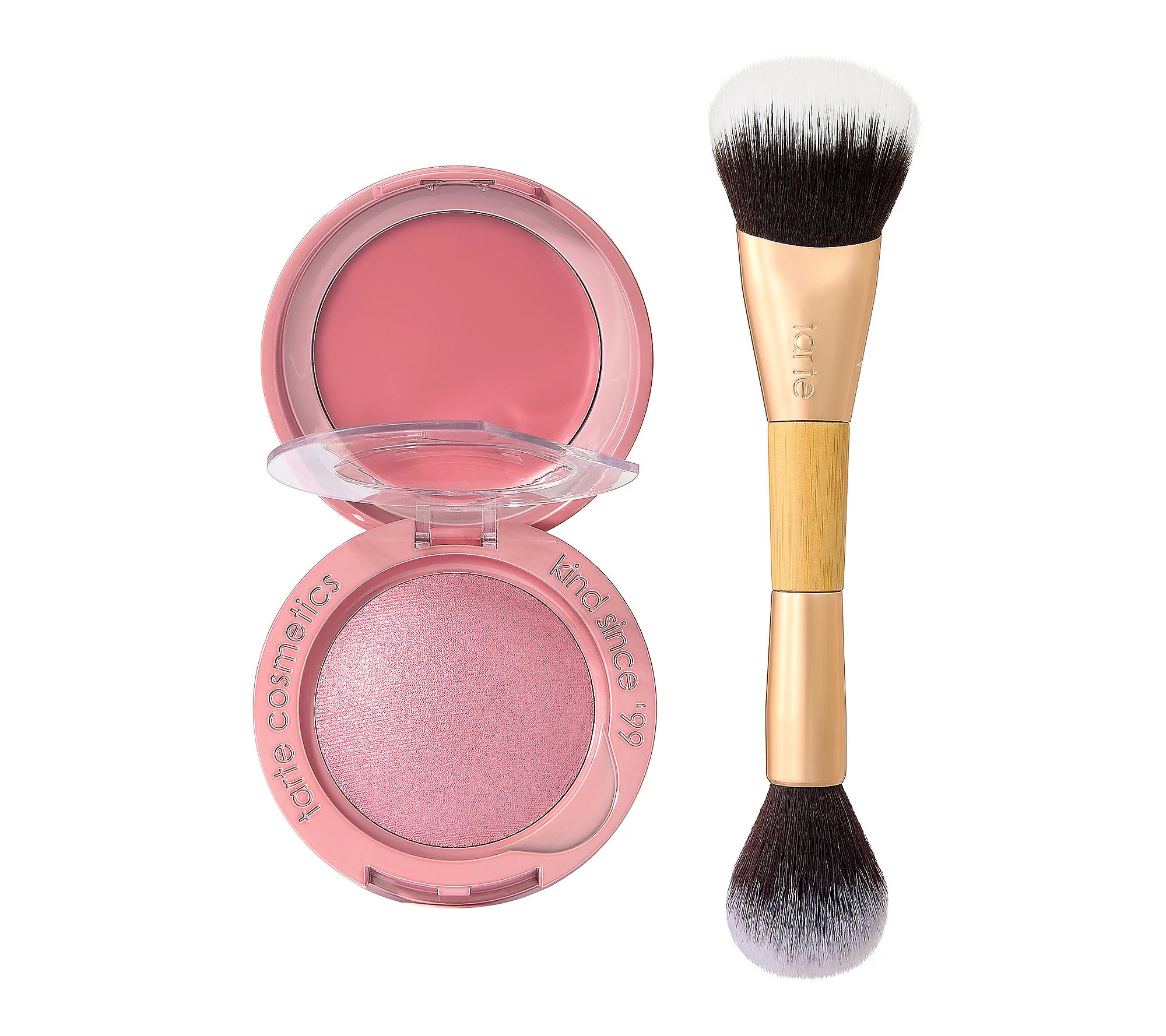 tarte macaron baked & cream blush with brush | QVC