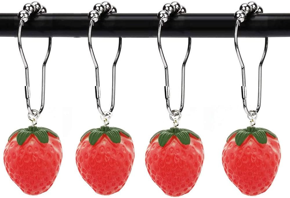 Set of 12 Metal Stainless Steel Rust,Decorative Strawberry Shower Curtain Hooks for Bathroom Show... | Amazon (US)