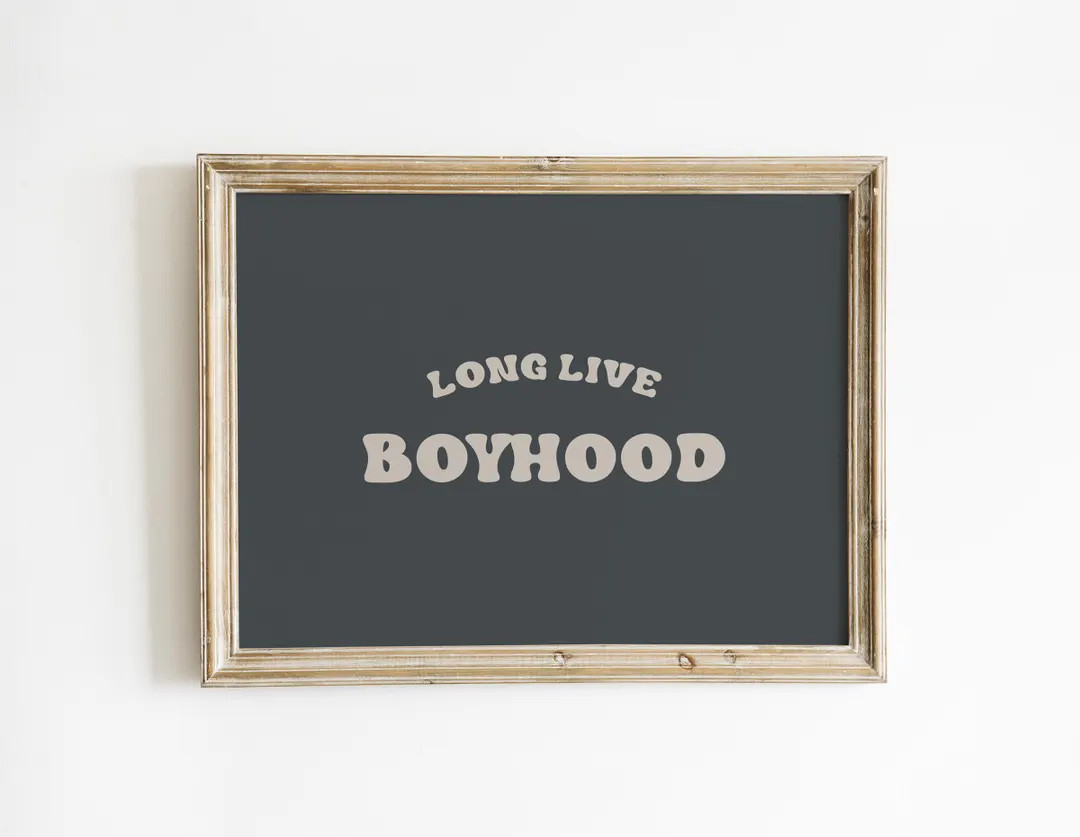 Long Live Boyhood Nursery Art Blue Nursery Beige Art Vintage Boy Nursery Boyhood Wall Art Minimal... | Etsy (US)