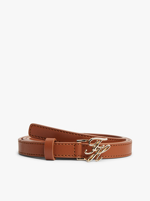 Logo Plaque Buckle Leather Belt | Brown | Tommy Hilfiger | Tommy Hilfiger UK