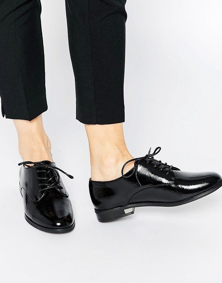ALDO Marwen Black Patent Brogue Flat Shoes - Black patent | ASOS US