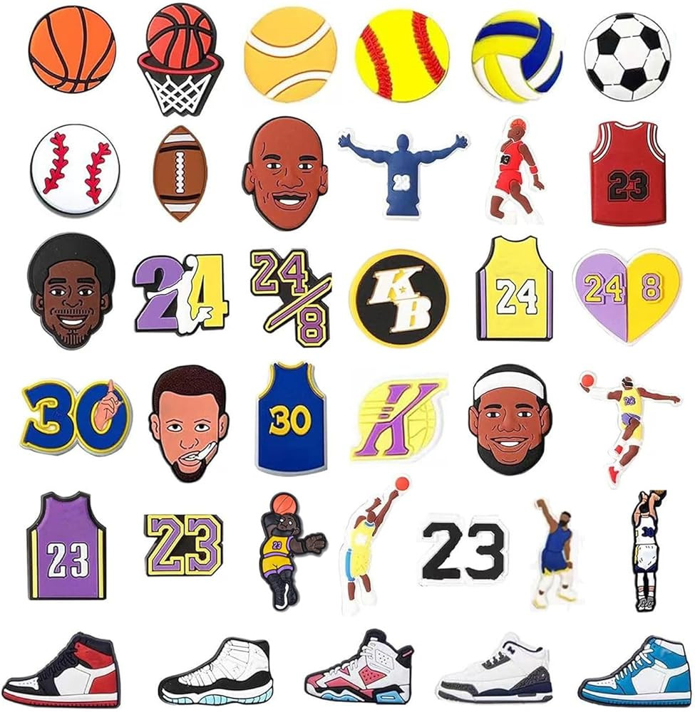 36Pcs Shoe Decoration Charms for Boys Adult, Basketball Soccer Sports Charms for Bracelet Clog Sa... | Amazon (US)