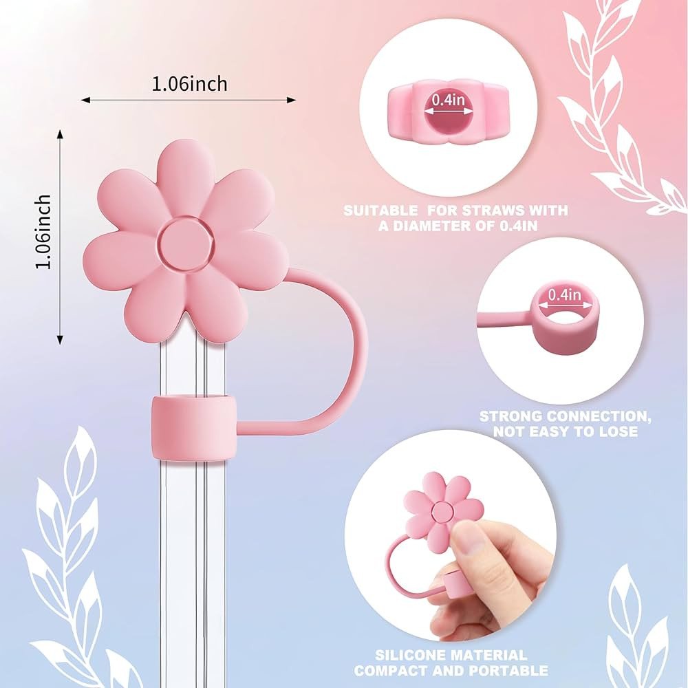 Compatible with Stanley Cup Accessories, 3PCS Hot Pink Straw Toppers for Stanley Cup Straw Cover ... | Amazon (US)