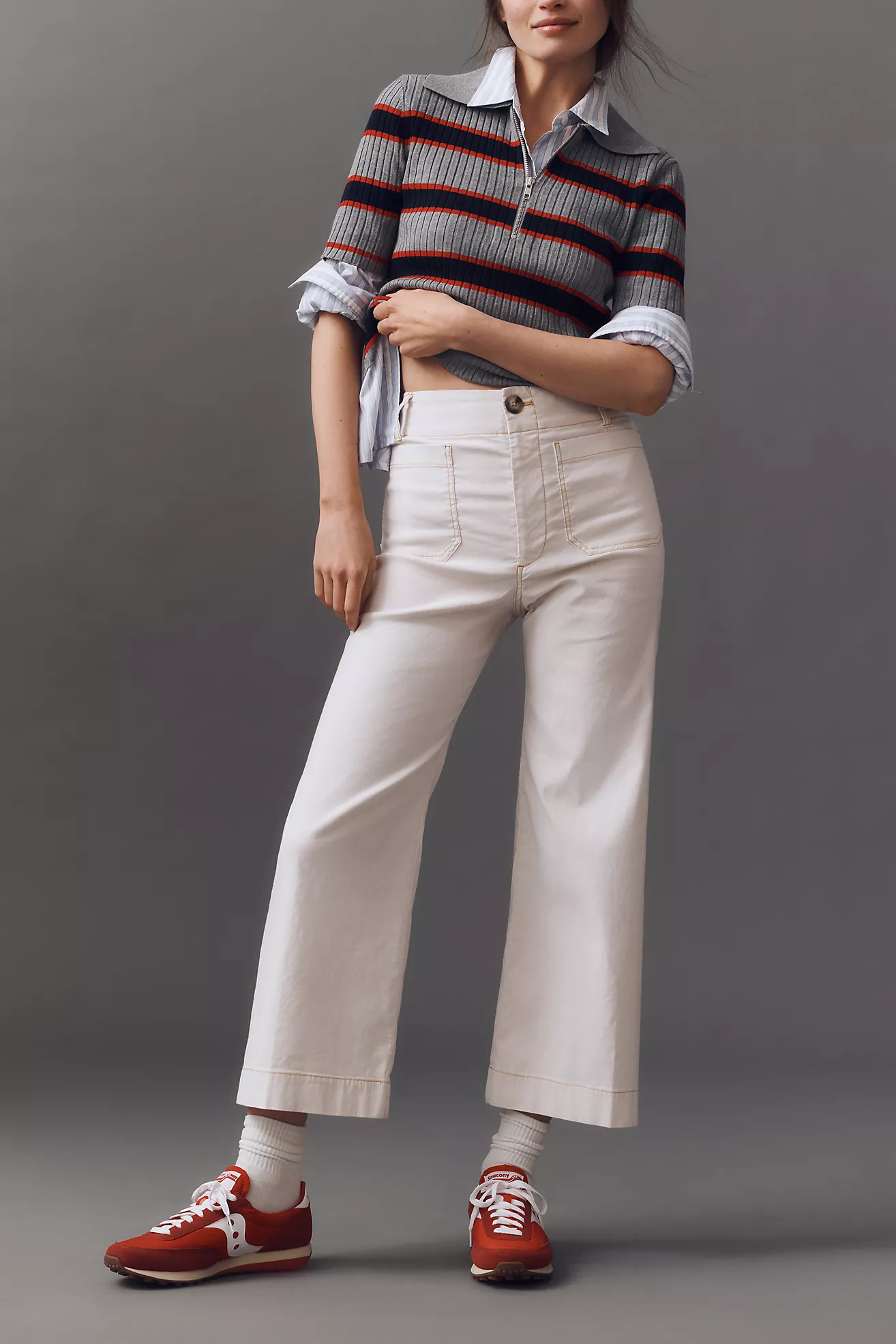 The Colette Cropped Wide-Leg Pants by Maeve: Contrast-Stitch Edition | Anthropologie (US)