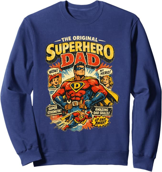 The Original Superhero Dad Vintage Comic Graphic Sweatshirt | Amazon (US)