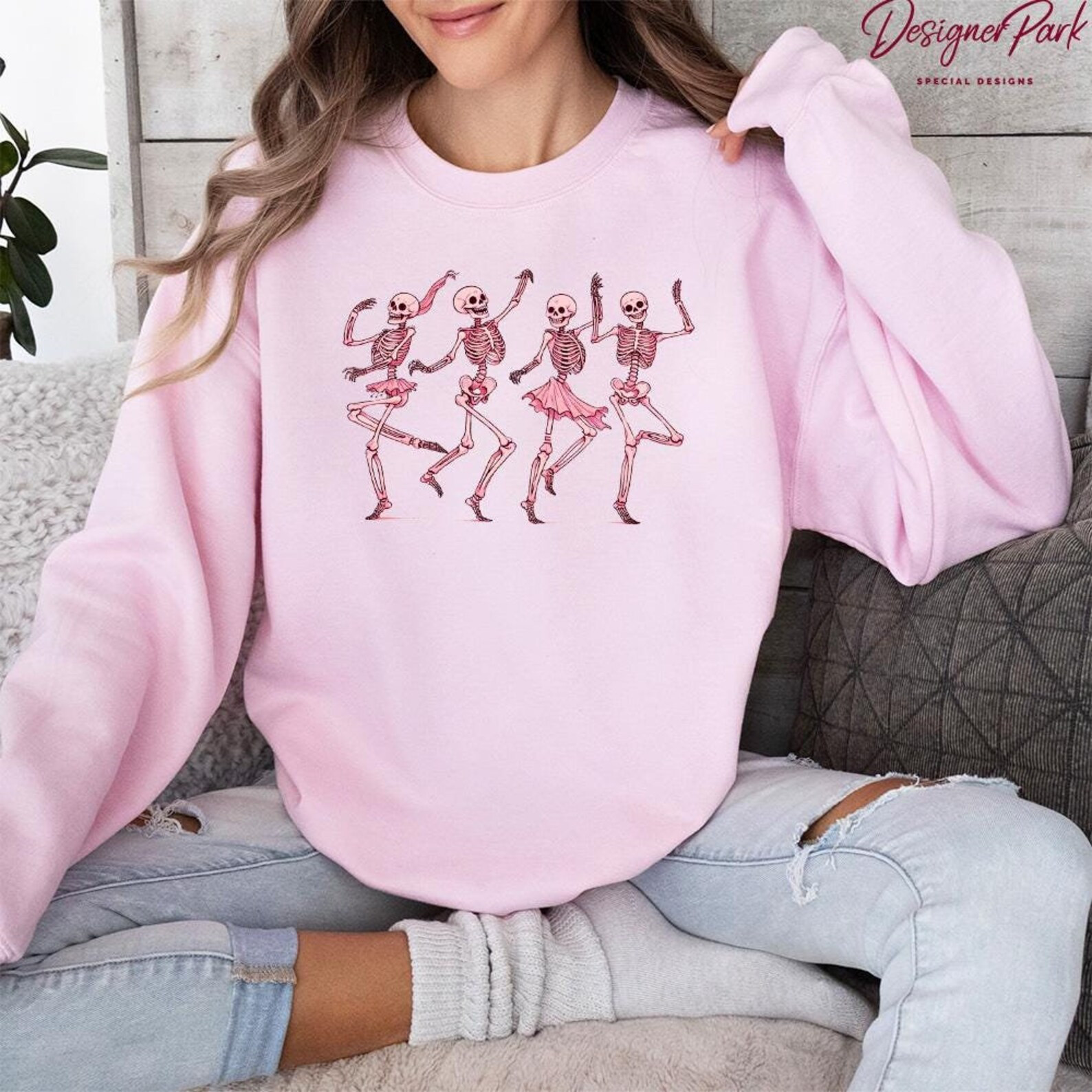 Pink Dancing Skeletons Sweatshirt, Skeleton Pinkoween Shirt, Girly Coquette Halloween Tshirt, Hal... | Etsy (US)