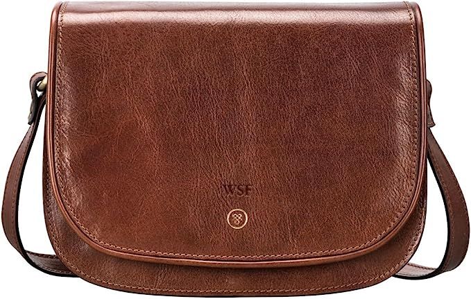 Maxwell Scott Personalized Women's Real Italian Leather Saddle Bag - MedollaMTan | Amazon (US)